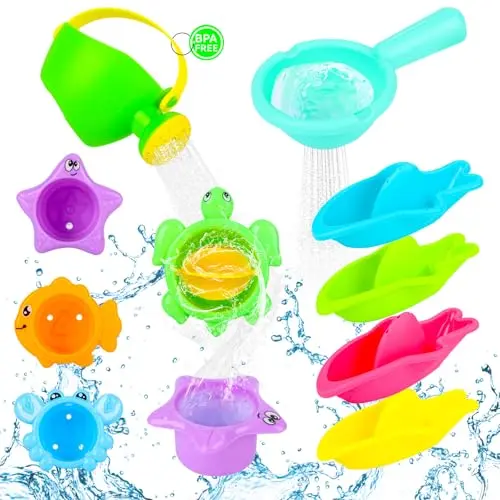Badespielzeug für Babys ab 1 Jahr – Schimmelfreies, BPA-freies Wasserspielzeug für Pool und Strand (10-teilig)