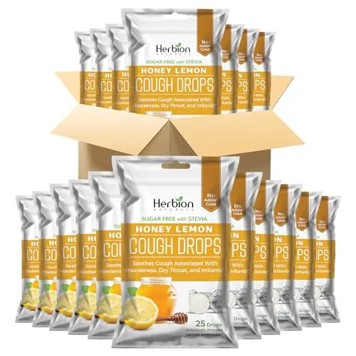 Herbion Naturals Hustenbonbons Honig-Zitronen, zuckerfrei mit Stevia, 25 Lutschtabletten