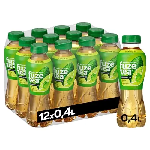 Fuze Tea Grüner Tee Limette Minze - erfrischender kalorienarmer Tee in Einwegflaschen (12 x 400 ml)