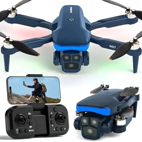 Faltbare Drohne mit 2 Kameras 1080P HD für Anfänger, FPV Übertragung, 90° verstellbar, blaues LED-Licht