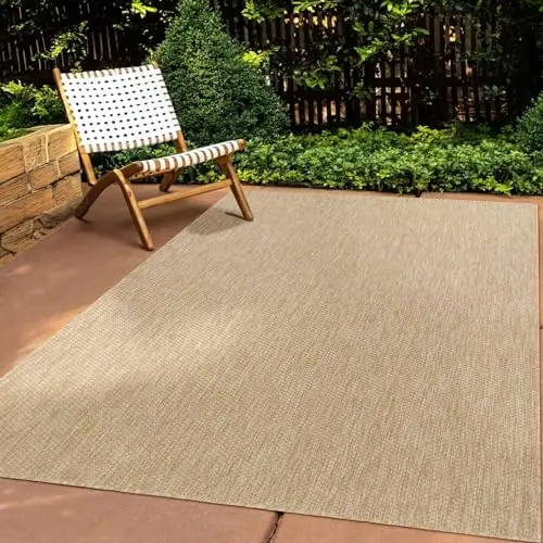 Taracarpet wetterfester Indoor & Outdoor Teppich, 300x400 cm, in Natur beige, flachgewebt, robust für Balkon und Terrasse