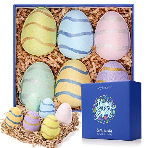 BODY & EARTH Badebomben Geschenkset, 6 handgefertigte Badekugeln mit ätherischen Ölen – Ideal für Mama, Freundin und Kinder