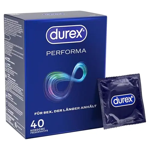 Durex Performa Kondome – Angenehmer Geruch und komfortabler Sitz – 40er Pack (1 x 40 Stück)
