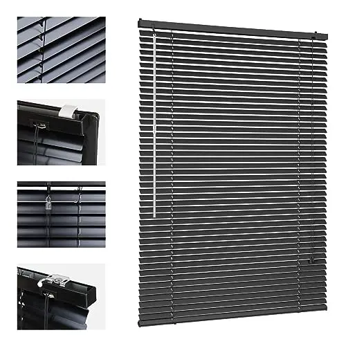 Sekey Aluminium-Jalousie 100x130cm Schwarz, ohne Bohren, inklusive Montagematerial