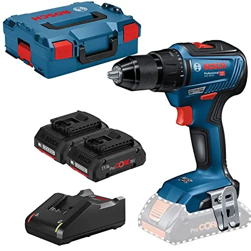 Bosch Professional 18V Akku-Bohrschrauber GSR 18V-55 mit 2 Akkus, Ladegerät und L-BOXX