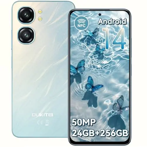 OUKITEL C58 Pro Smartphone - 24GB RAM, 256GB Speicher, 50MP Kamera, 6,7 Zoll 90Hz Display, 5150mAh, Dual SIM, Simlockfrei