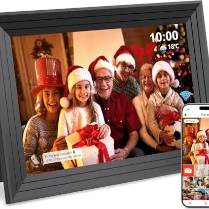 Digitaler Bilderrahmen WLAN 10,1 Zoll - 32GB, HD Touchscreen, Automatische Rotation, Fotos/Videos per App, Schwarz