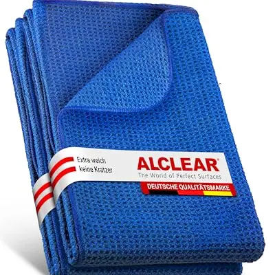 ALCLEAR Mikrofasertuch 2er-Set – XXL Trockentuch 60×40 cm – saugstark und fusselfrei – für Auto und Autopflege