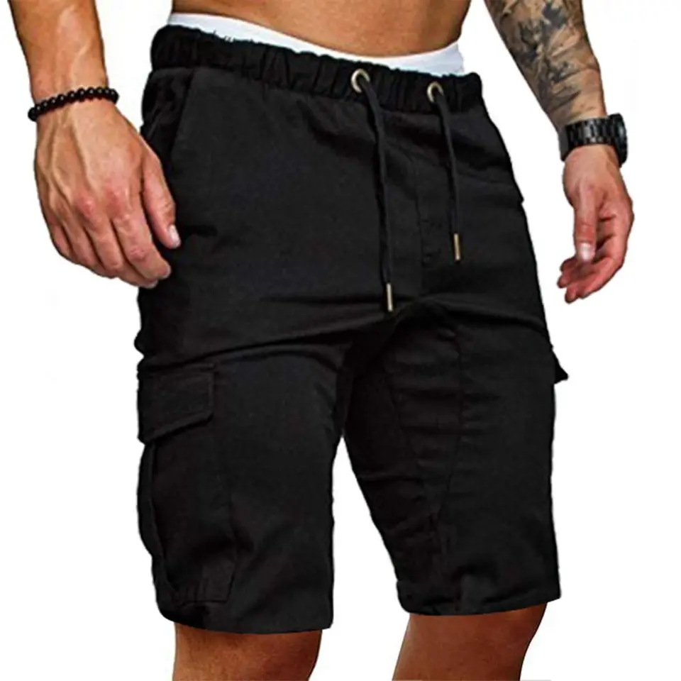 Cindeyar Herren Shorts Sommer Chino Jeans, kurze Hosen, Stretch, Slim-Fit, Schwarz, Größe M, 175 cm