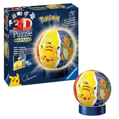Ravensburger 3D Puzzle 11547 – Pokémon Nachtlicht LED Nachttischlampe für Fans ab 6 Jahre