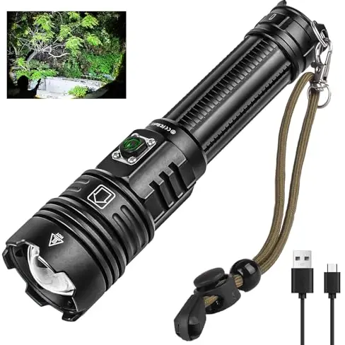 Skylla LED Taschenlampe aufladbar, 20000 Lumen, wasserdicht, ideal für Camping und Notfälle