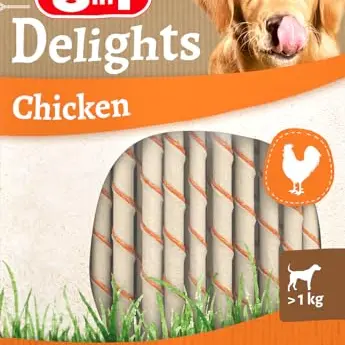 8in1 Delights Chicken Twisted Sticks - Gesunde Hundekausnacks aus Hähnchenfleisch, 35 Stück