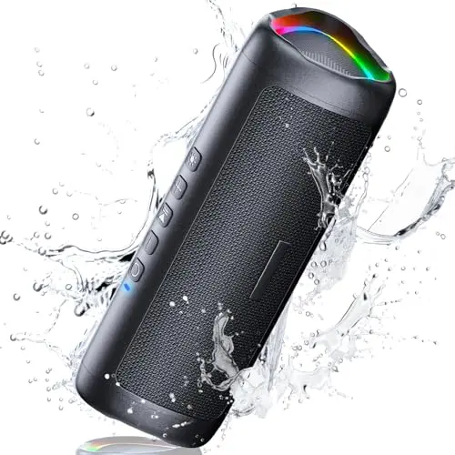 UOHHBOE Bluetooth Lautsprecher 30W - Tragbare Musikbox mit RGB Lichtern und 24 Stunden Laufzeit