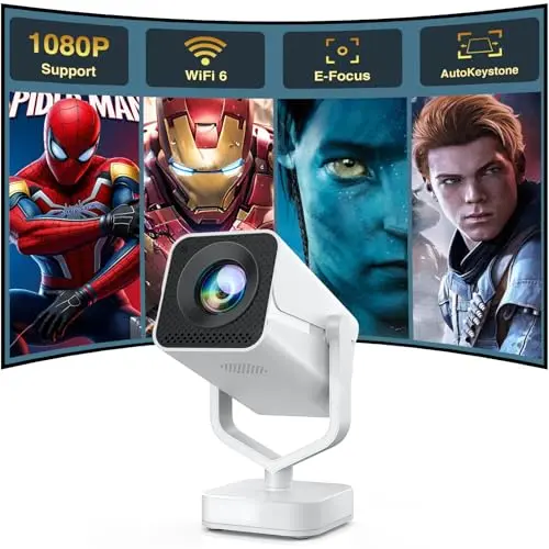 Mini Beamer mit 270° Trapezkorrektur – Tragbarer Full HD Projektor für Smartphone und TV-Stick