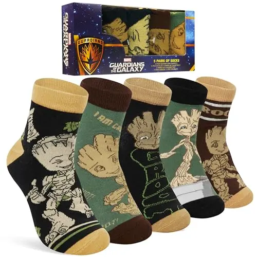 Marvel Socken Herren im 5er-Pack - Weiche & Atmungsaktive Ankle Socks (Groot)