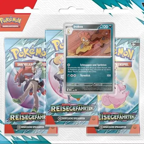 Pokémon-Sammelkartenspiel: 3er-Pack Karmesin & Purpur – Irokex (3 Boosterpacks & Promokarte)