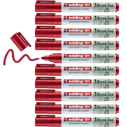 Edding 21 Ecoline Permanentmarker - rot - 10 Stifte - Universalmarker