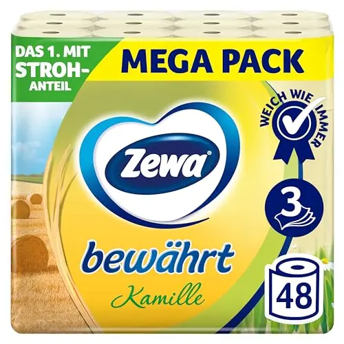 Zewa Toilettenpapier Kamille 3-lagig, 48 Rollen (3x16) - Gelb