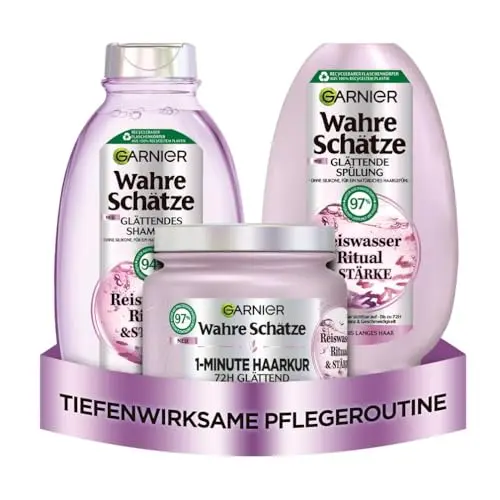 Garnier Wahre Schätze Glättendes Haarpflege-Set für mittellanges bis langes Haar