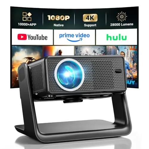 Mini Beamer 4K mit WLAN und Bluetooth, kompatibel mit Netflix, ideal für Heimkino oder Outdoor