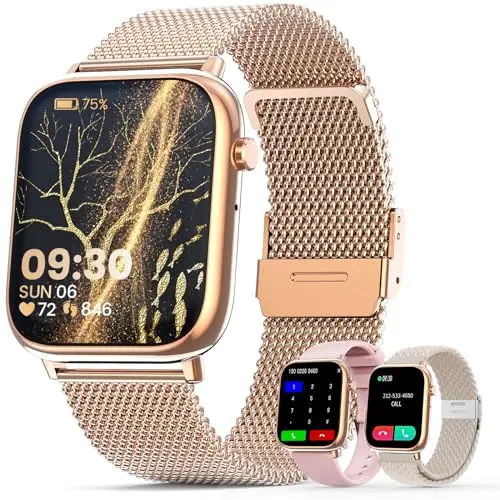 elfofle Smartwatch für Damen und Herren, 1,83" HD Touchscreen, wasserdicht, Fitness Tracker für iOS/Android - Rose Gold