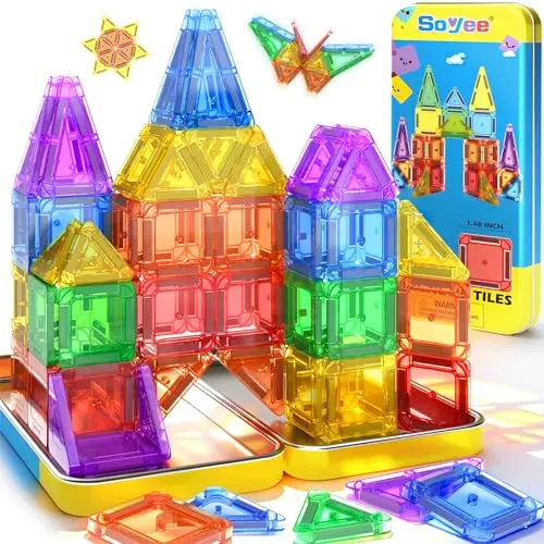 Soyee Magnetische Bausteine für Kinder ab 3 Jahre – Reisespiele, STEM, Sensorik & Montessori Geschenk für Mädchen und Jungen