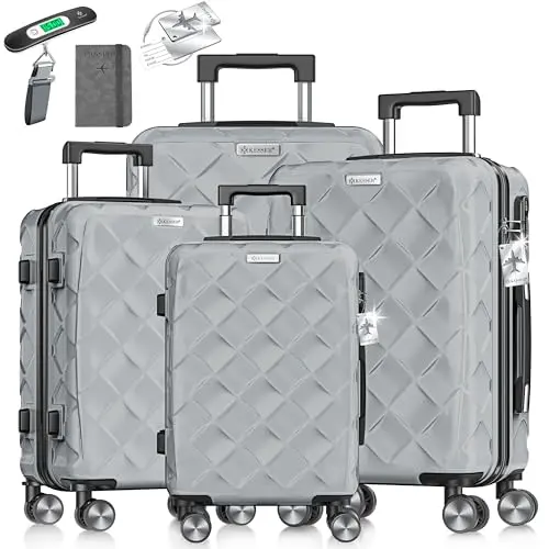 KESSER® 4-teiliges Reisekoffer Set mit Hartschalenkoffern und Zahlenschloss - Iron Grey