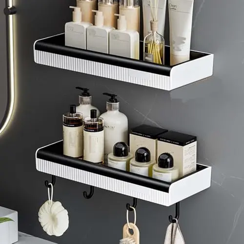 YIPUETERNITY 2er Set Badezimmer Regal, Duschablage ohne Bohren, abnehmbar, für Küche und Bad