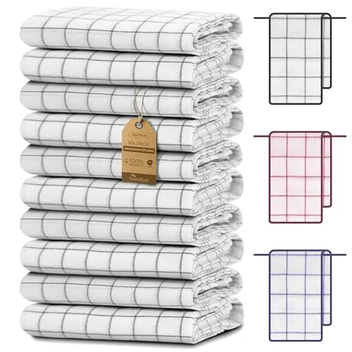 NatureMark Geschirrtücher 10er Set 50x70 cm – 100% Baumwolle, saugfähig & strapazierfähig, Farbe: Anthrazit