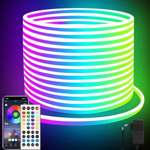 Segrass 20M Neon LED Strip - Wasserdicht, Flexibel, RGB mit Fernbedienung/App für Innen- und Außenbereich