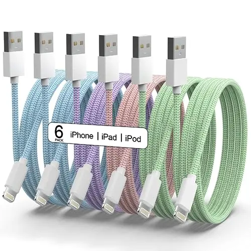 iPhone Ladekabel 6er Set - USB-A zu Lightning, 1-3M, bunt, MFi zertifiziert