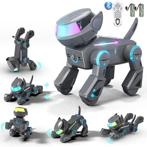 MUZREES 2025 Interaktiver Roboterhund für Kinder ab 3 Jahren, programmierbar mit Bluetooth und LED-Augen