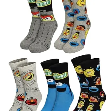 United Labels 5 Paar Sesamstraße Socken für Herren, grau/schwarz, Größe 40-45