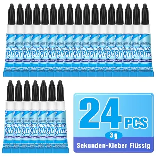 Extra starker Sekundenkleber, flüssig und wasserfest – 24 × 3 g