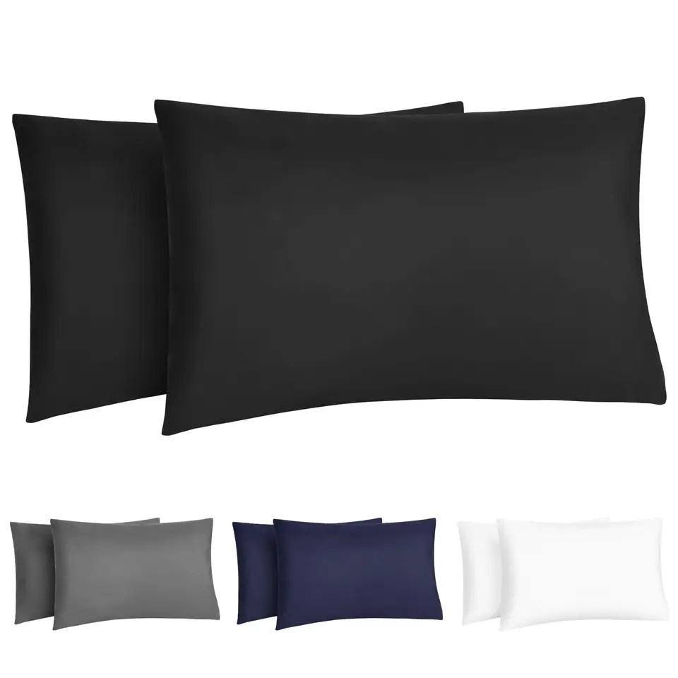 DiULi Kissenbezug 40x60 2er Set Schwarz, Mikrofaser, Bügelfrei & hypoallergen
