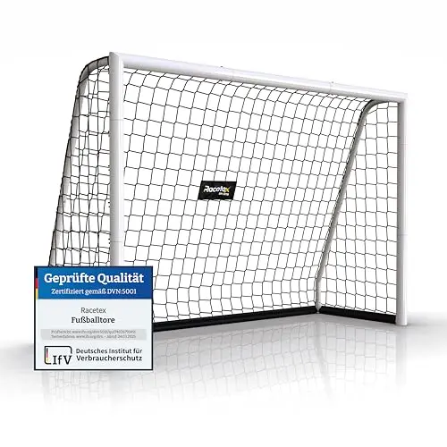 Racetex Fußballtor für Garten - Robustes Tor für Kinder und Erwachsene mit stabilem Stahlrahmen, inkl. Edelstahl Erdanker - 240 cm