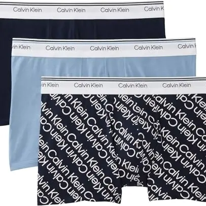 Calvin Klein Herren Boxershorts Trunks 3er Pack mit Logobund, Mehrfarbig, Größe L