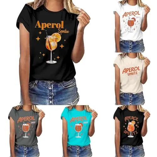 Aperol T-Shirt Kostüm Damen - Lustiges Cocktail Shirt für Partys – Schwarz