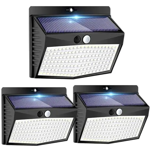 Peasur Solarlampen für Außen mit Bewegungsmelder – 3 Stück – Superhelle Solarleuchte für Garten, IP65 wasserdicht