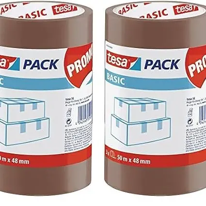 tesa Basic Pack Verpackungsklebeband, 3 Stück, Braun