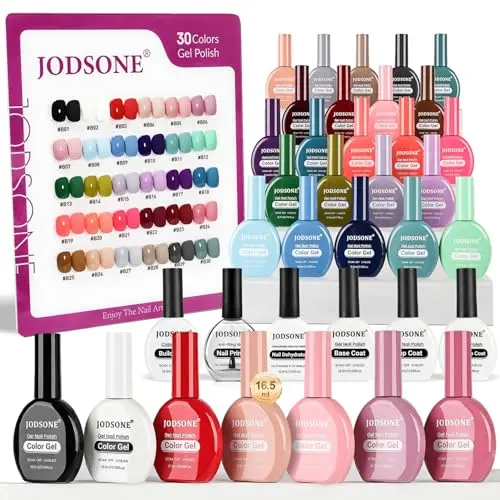 JODSONE 30 Farben Gel Nagellackset mit 6 Funktionen (Base, Top, Matt) – Professionelles Nagellack-Set