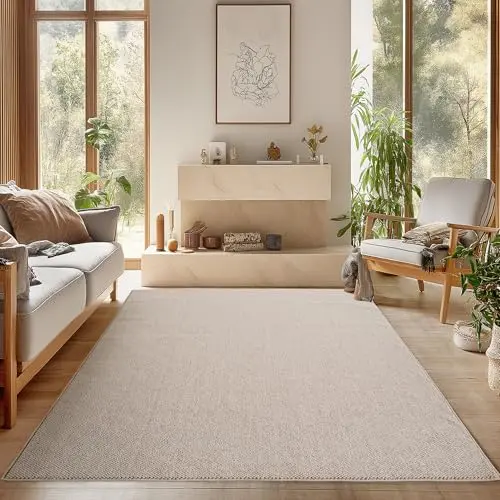 SIMPEX Teppich Beige 240x340 cm - Bouclé Skandi-Look für Wohnzimmer und Essbereich, weich und pflegeleicht