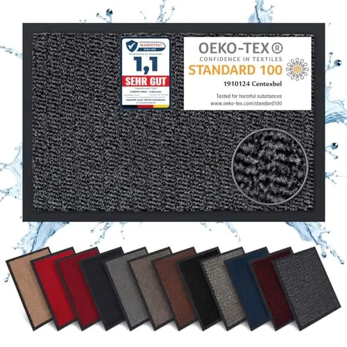 Carpet Diem Fußmatte - Rutschfeste Schmutzfangmatte für Innen & Außen, Anthrazit-Schwarz 40x60 cm
