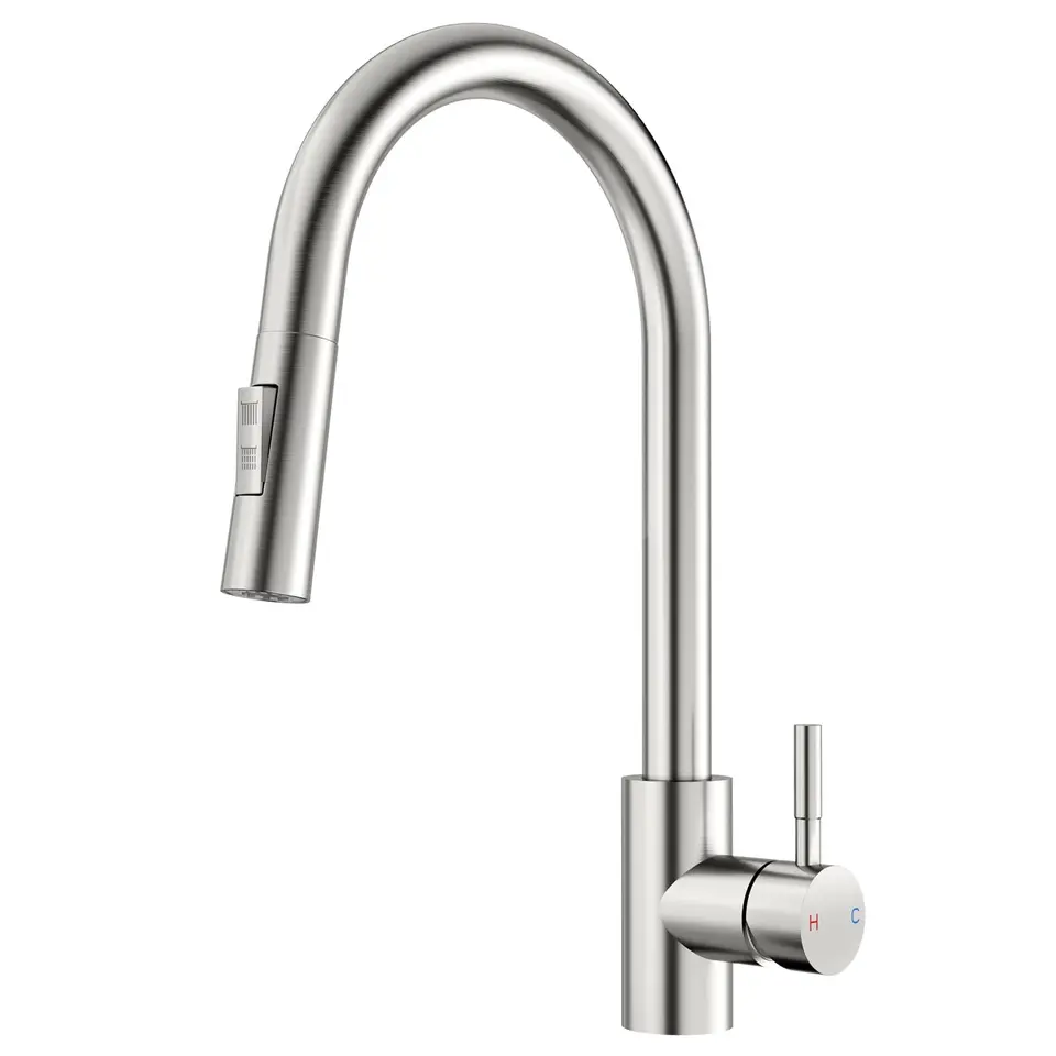 Rainsworth Edelstahl Küchenarmatur mit Brause, 360° Drehung, Zwei Wasserstrahlarten, einfache Installation
