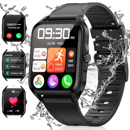 Smartwatch für Herren und Damen, 1.83" HD Touchscreen, 100+ Sportmodi, wasserdicht, mit Herzfrequenz- und Schlafüberwachung