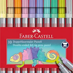 Faber-Castell Filzstifte Set Pastell, 10 Doppelfasermaler für Kinder und Erwachsene