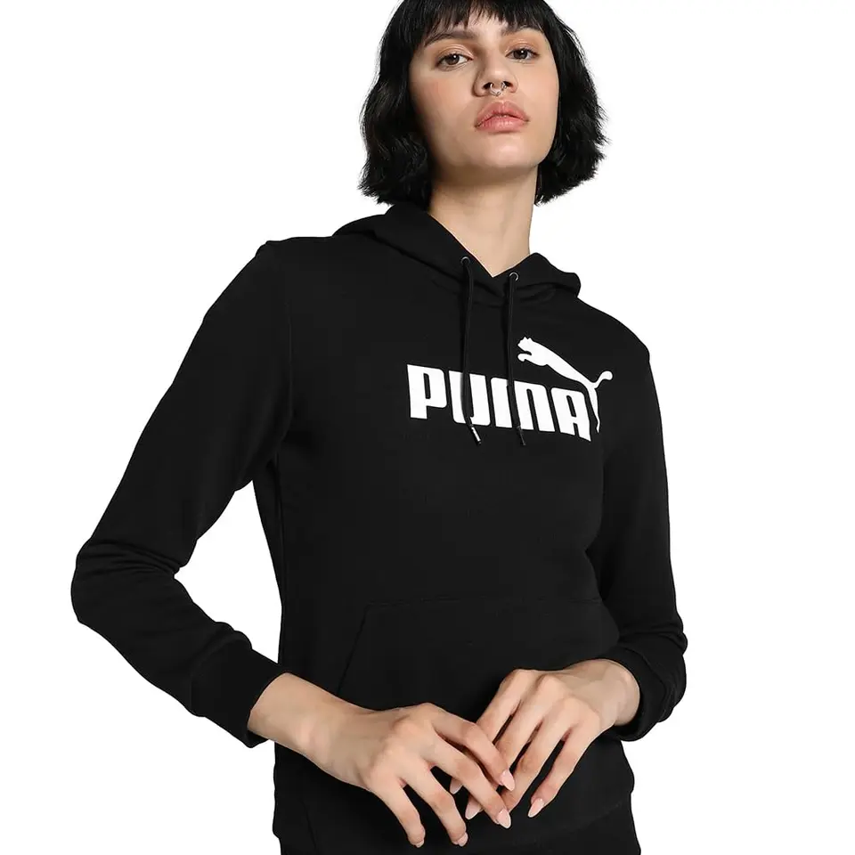 PUMA Damen Ess Logo Hoodie Tr Sweatshirt, Black, XL
