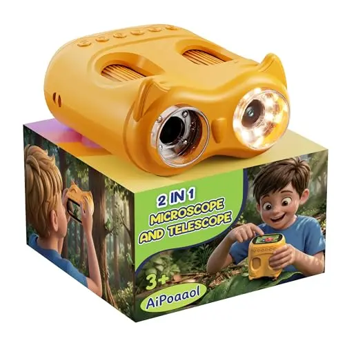 Digital Mikroskop für Kinder 2-in-1 USB-C, tragbar, inklusive Lupe und Teleskop, ideal als Geschenk für Jungen und Mädchen ab 3 Jahren