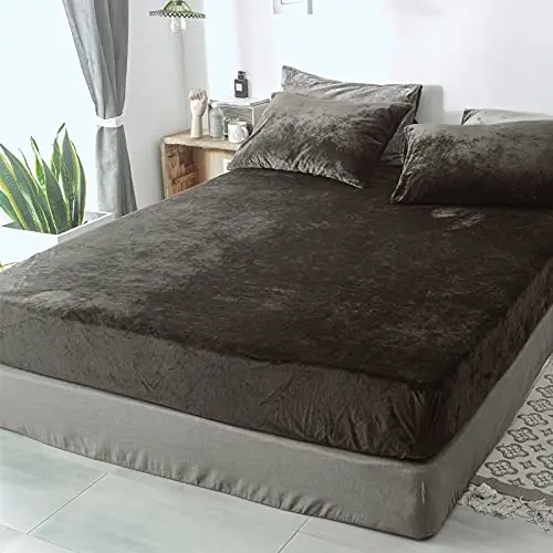 Lanqinglv Flanell Spannbettlaken 180x200 cm für Boxspringbetten, Dunkelgrau