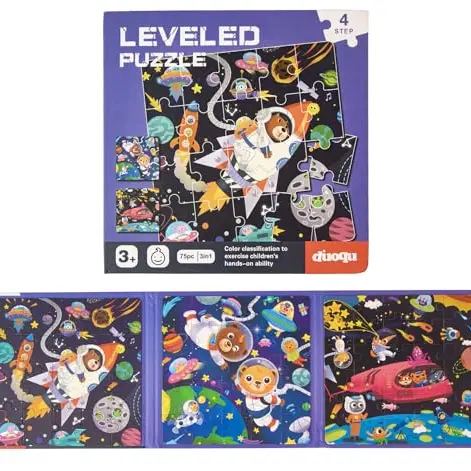 Homewit Kinder Puzzle 3-in-1: Magnetspiel für Autofahrten, Weltraum-Thema, geeignet ab 3 Jahren, 20-25-30 Teile